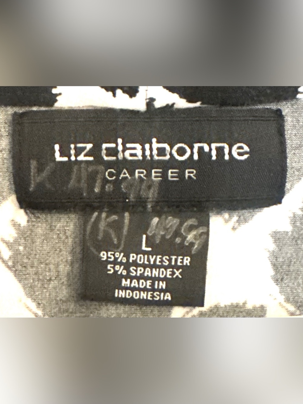 Liz Claiborne Women's Black White Geometric Print Sleeveless Career Blouse Large - Picture 5 of 6
